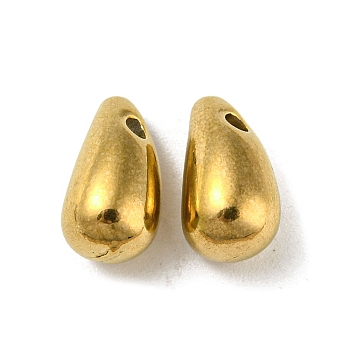 Ion Plating(IP) 304 Stainless Steel Charms, Teardrop Charm, Real 18K Gold Plated, 11.5x6.5x6mm, Hole: 1.6mm