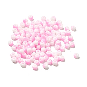 6/0 Opaque Glass Seed Beads, Round Hole, Rondelle, Pearl Pink, 4~4.5x3~4mm, Hole: 0.8~1.5mm