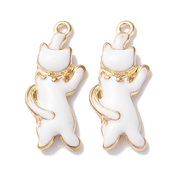 Alloy Enamel Pendants, Golden, Animals Theme Charm, Cat Shape, 25x10.5x3mm, Hole: 1.2mm