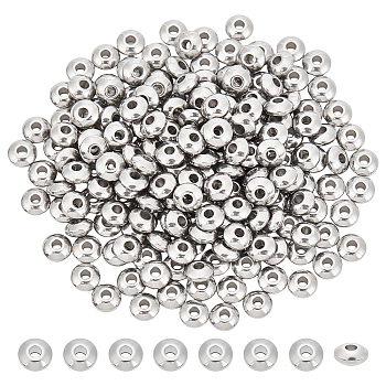 Unicraftale 200Pcs Rondelle 304 Stainless Steel Beads, Rondelle, Stainless Steel Color, 6x3mm, Hole: 2mm