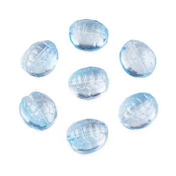 Transparent Spray Painted Glass Beads, Tortoise, Light Sky Blue, 12x11x7mm, Hole: 1mm