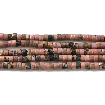 Natural Rhodonite Beads Strands, Disc, Heishi Beads, 3x2~2.5mm, Hole: 0.9mm, about 180~182pcs/strand, 15.04~15.16''(38.2~38.5cm)