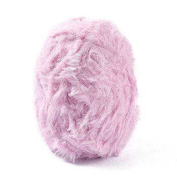 Polyester & Nylon Yarn, Imitation Fur Mink Wool, For Knitting Soft Coat, Pink, 20x0.5mm