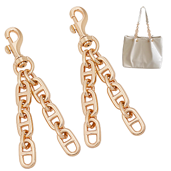 Alloy Mariner Link Chain Purse Strap Extenders, with Swivel Eye Bolt Snap Hooks, Light Gold, 12cm