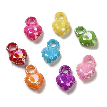 Plating Opaque Acrylic Pendant, AB Color, Heart, Mixed Color, 16x10.5x4.5mm, Hole: 3mm, 1666pcs/500g