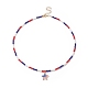Independence Day Alloy Enamel Star Pendant Necklace with Glass Beaded Chains for Women(NJEW-TA00056)-1