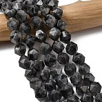 Natural Larvikite Beads Strands, Star Cut Round Beads, Faceted, 9~10x9~10x9~10mm, Hole: 1~1.4mm, about 38~40pcs/strand, 14.88''15.08''(37.8~38.3cm)(G-Z119-A32-03)