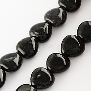 Dyed Natural Black Onyx Beads Strands, Heart, Black, 10x10x5mm, Hole: 1mm, about 40pcs/strand, 15.3 inch(X-G-R190-10)