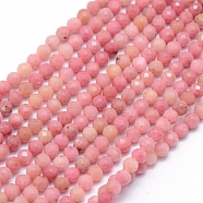 Natural Rhodochrosite Beads Strands, Faceted, Round, 4mm, Hole: 1mm, about 105pcs/strand, 15.35 inch(39cm)(G-E411-11A-4mm)
