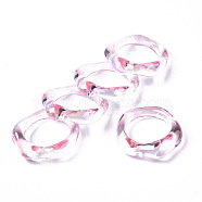 Transparent Resin Finger Rings, AB Color Plated, Misty Rose, US Size 6 3/4(17.1mm)(X-RJEW-T013-001-E03)