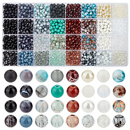 Elite 1920Pcs 32 Styles Baking Painted & Spray Painted Crackle & Transparent & Imitation Pearl Glass Beads, Round, Mixed Color, 6~6.5mm, Hole: 1~1.6mm, 60Pcs/style(GLAA-PH0002-93)