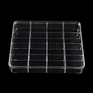 16 Grids Plastic Bead Containers with Cover, for Jewelry, Beads, Small Items Storage, Rectangle, Clear, 19.3x22.8x3.45cm(CON-K002-03C)