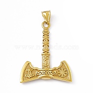 Ion Plating(IP) 304 Stainless Steel Manual Polishing Pendants, Axe Charm, Antique Golden, 48.5x36.5x5mm, Hole: 9x4mm(STAS-G280-02AG)