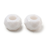 Opaque Acrylic European Beads, Large Hole Beads, Faceted, Rondelle, White, 13x8mm, Hole: 6mm, about 585pcs/500g(SACR-L007-009)