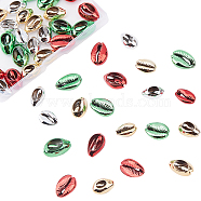 CHGCRAFT 48Pcs 4 Colors Electroplated Cowrie Shell Beads, Mixed Color, 15~20x10~12x5~6mm, Hole: 12~14x2~3mm, 12pcs/color(BSHE-CA0001-02)