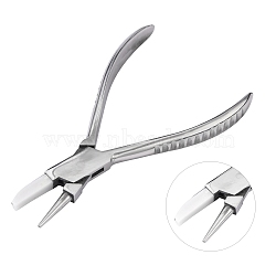 Steel Round Nose and Flat Nylon Jaw Pliers, Stainless Steel Color, 153x45.5x9mm(PT-Q006-02)
