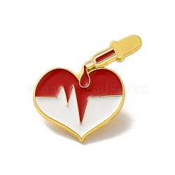 Medical Treatment Theme Baking Paint Zinc Alloy Brooches, Heart, 28.5x22.5x1mm(JEWB-M037-03A-G)