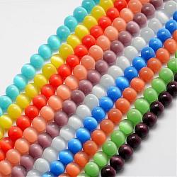 Cat Eye Beads, Round, Mixed Color, 8mm, Hole: 1mm, about 15.5 inch/strand, about 49pcs/strand(CER8mm-M)