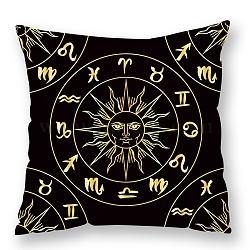 Sun Moon Star Pattern Velvet Throw Pillow Covers, Cushion Cover, for Couch Sofa Bed Wiccan Lovers, Square, Black, 450x450mm(PW-WG53794-14)