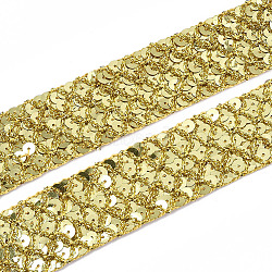 Polyester Ribbons, with Paillette, Gold, 35mm, about 12yards/roll(10.9728m/roll)(OCOR-T012-01B)