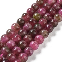 Natural Watermelon Tourmaline Bead Strands, Round, Dyed, 10mm, Hole: 1.2mm, about 37pcs/strand, 14.76~15.16 inch(37.5~38.5cm)(G-NH0006-A01-03)