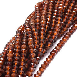Natural Orange Garnet Beads Strands, Faceted, Rondelle, 5.5~6x4~4.5mm, Hole: 1mm, about 95pcs/strand, 15.59''(39.6cm)(G-E569-I01)