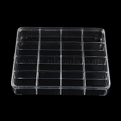 16 Grids Plastic Bead Containers with Cover, for Jewelry, Beads, Small Items Storage, Rectangle, Clear, 19.3x22.8x3.45cm(CON-K002-03C)