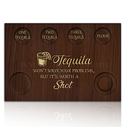 Wood Shot Glasses Tray, Wine Cup Holder, Rectangle, Word, 200x300x12.5mm(AJEW-WH0423-003)