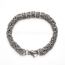Tarnish Resistant 304 Stainless Steel Byzantine Chain Bracelets, Chainmaille Weaves Jewelry, with Lobster Claw Clasps, Stainless Steel Color, 7-1/2 inch(190mm)(STAS-L149-01)