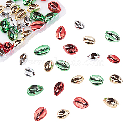 CHGCRAFT 48Pcs 4 Colors Electroplated Cowrie Shell Beads, Mixed Color, 15~20x10~12x5~6mm, Hole: 12~14x2~3mm, 12pcs/color(BSHE-CA0001-02)