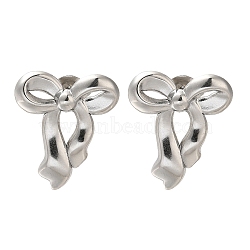 304 Stainless Steel Bowknot Stud Earrings, Stainless Steel Color, 18x16mm(EJEW-Z077-02P)