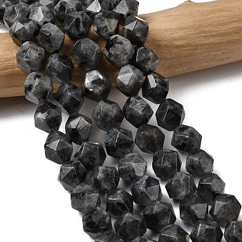Natural Larvikite Beads Strands, Star Cut Round Beads, Faceted, 9~10x9~10x9~10mm, Hole: 1~1.4mm, about 38~40pcs/strand, 14.88''15.08''(37.8~38.3cm)