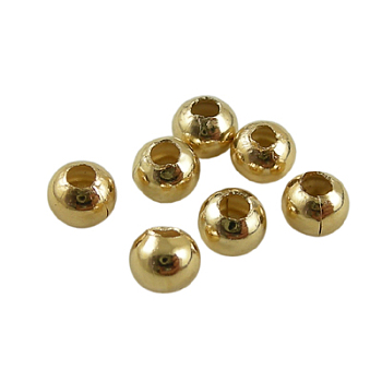 Eco-Friendly Brass Smooth Round Beads, Seamed Spacer Beads, Long-Lasting Plated, Cadmium Free & Lead Free, Golden, 5mm, Hole: 1.5mm