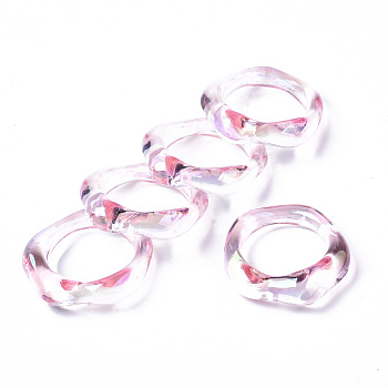 Transparent Resin Finger Rings, AB Color Plated, Misty Rose, US Size 6 3/4(17.1mm)