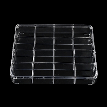 16 Grids Plastic Bead Containers with Cover, for Jewelry, Beads, Small Items Storage, Rectangle, Clear, 19.3x22.8x3.45cm