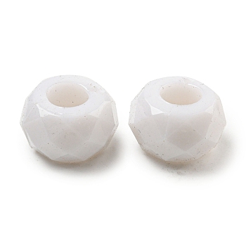 Opaque Acrylic European Beads, Large Hole Beads, Faceted, Rondelle, White, 13x8mm, Hole: 6mm, about 585pcs/500g