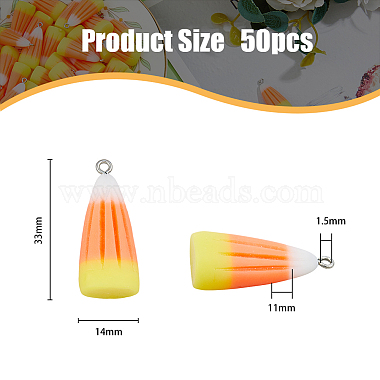 50Pcs Candy Corn Halloween Acrylic Pendants(SACR-DC0001-11)-2