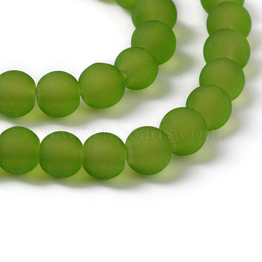 Lime Green Frosted Round Transparent Glass Bead Strands(X-GLAA-S031-6mm-34)-2