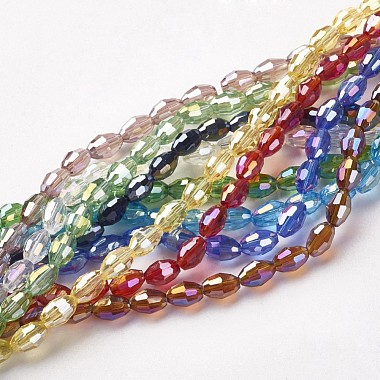 6mm Mixed Color Oval Electroplate Glass Beads