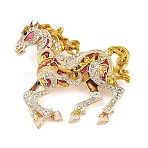 Enamel Pin, Alloy Rhinestone Lapel Pins for Backpack Clothes, Horse, Golden, Colorful, 47x46mm(JEWB-P055-02A-G)