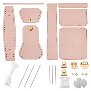 Givenny-EU 2Sets 2 Style DIY PU Leather Knitting Wallet Bags, with Bag Bottom & Cover & Shoulder Strap, Cotton Cords and Knitting Pin, Misty Rose, 1set/style(DIY-GN0001-06B)