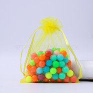 Rectangle Organza Drawstring Bags, Yellow, 10x8cm(CON-PW0001-054B-10)