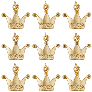 20Pcs Alloy Pendants, Long-Lasting Plated, with Jump Ring, Crown with Word Princess, Golden, 17.5x19x3.5mm, Hole: 3.5mm(FIND-SC0006-39)