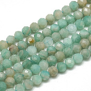 Natural Russia Amazonite Beads Strands, Faceted, Round, 3~3.5mm, Hole: 0.3mm, about 113pcs/strand, 14.9 inch(G-S300-13-3mm)
