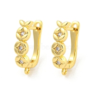 Rack Plating Brass Micro Pave Cubic Zirconia Hoop Earring Findings, Cadmium Free & Lead Free, Long-Lasting Plated, Real 18K Gold Plated, 18x5mm, Hole: 1.2mm, Pin: 11x1mm(EJEW-C102-18G)
