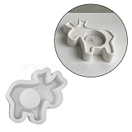 Silicone Christmas Theme Candle Holder Molds, Resin Plaster Cement Casting Molds, Deer Pattern, 125x118x31mm(DIY-A040-04B)