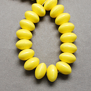Handmade Porcelain Beads, Bright Glazed Porcelain, Rondelle, Light Yellow, 15x10mm, Hole: 4mm(X-PORC-Q173-15x10mm-08)