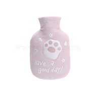 Cat Paw Print Rubber Hot Water Bottles, with with Soft Fluffy Cover, Hot Water Bag, Lavender Blush, 187x110mm, Capacity: 350ml(COHT-PW0001-48A)