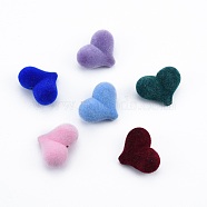 Opaque Resin Beads, Flocky Heart, Mixed Color, 17x22x9mm, Hole: 1.6mm(RESI-G047-01B)