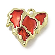 Alloy Enamel Pendants, Cadmium Free & Nickel Free & Lead Free, Heart Charm, Golden, Red, 16.5x16.5x4mm, Hole: 1.6mm(PALLOY-F312-50G-02)